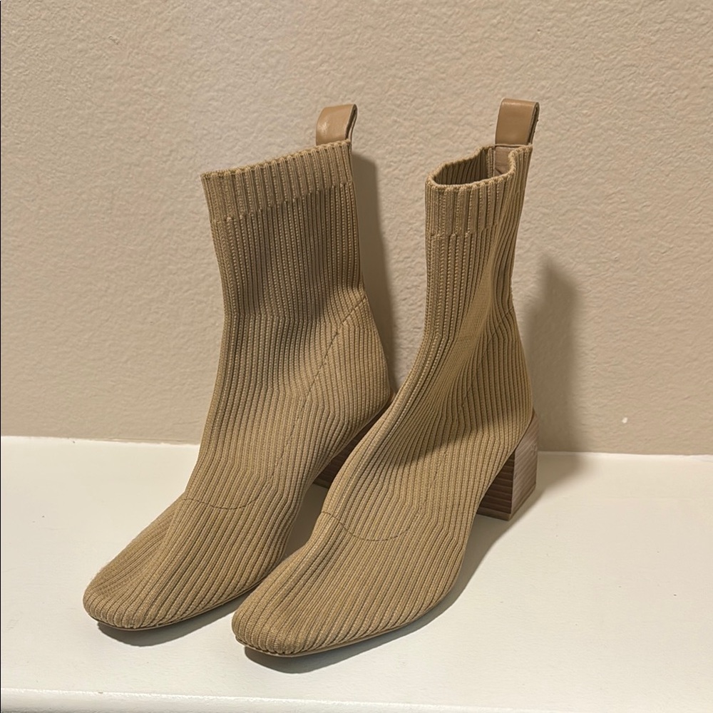 Beige sock boots